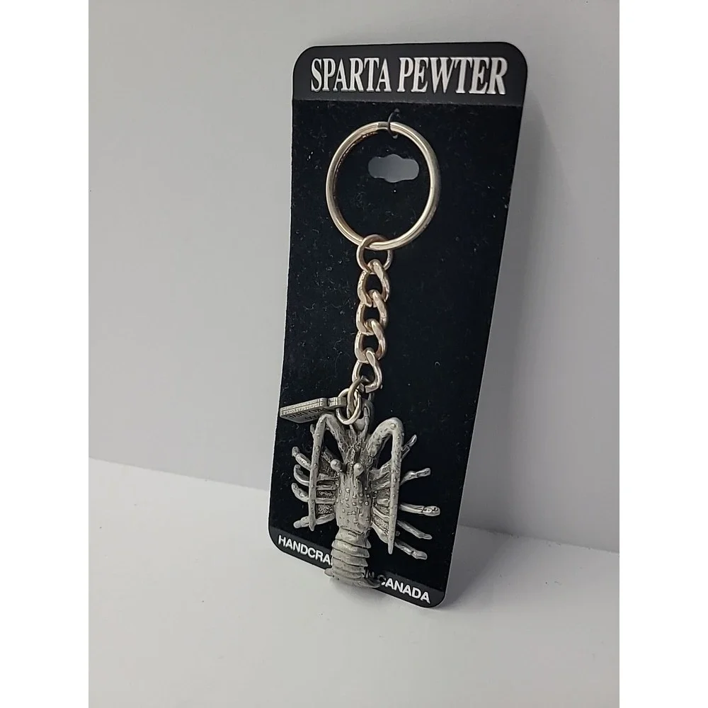 New Sparta Pewter Lobster Keychain‎ Handcrafted Nautical Souvenir
